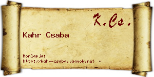 Kahr Csaba névjegykártya